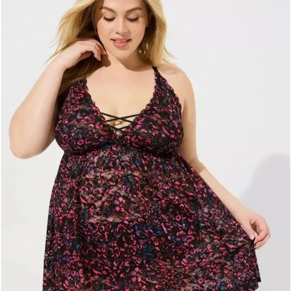 Torrid Pink and Blue babydoll - Picture 1 of 5